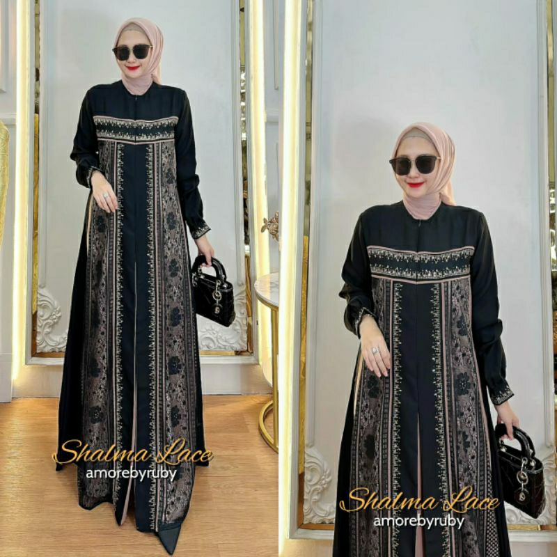 SHALMA DRESS GAMIS BROKAT MANIK SWAROVSKY MEWAH PRODUK AMORE BY RUBY