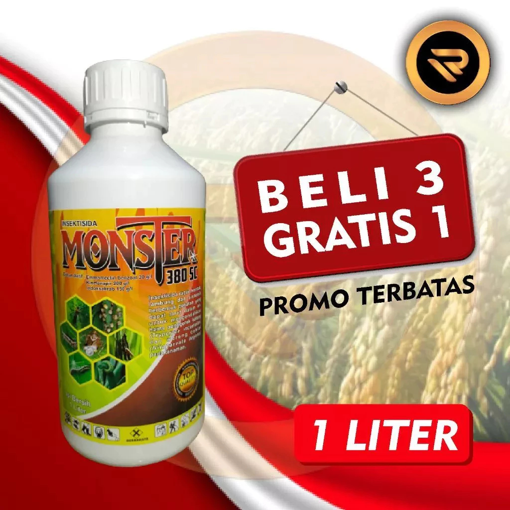 MONSTER 380SC 1L INSEKTISIDA EMAMECTIN BENZOAT KLORFENAPIR INDOKSAKARB BAHAN AKTIF ORIGINAL PRODUK