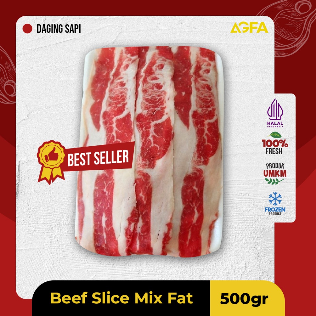 

Beef Slice Mix Fat 500 gram / Belly Fat Mix / Beef Grill Mix Fat / Daging Grill / Daging BBQ / Daging Halal / Beef BBQ / Daging Sukiyaki / Daging Steamboat / Daging Grill / Daging Yakiniku / Daging Sapi Halal