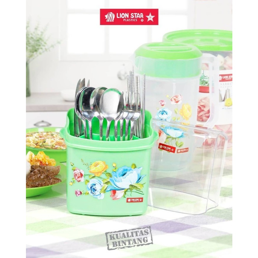Tempat Wadah Sendok Garpu Tutup Plastik Transparan Adora Lion Star