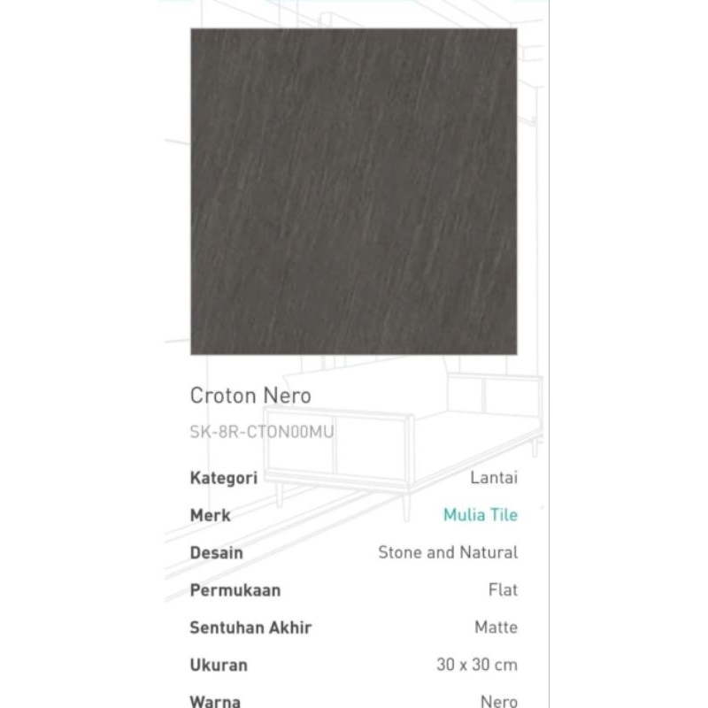 KERAMIK LANTAI KASAR UKURAN 30X30 | ACCURA CROTON NERO 30X30