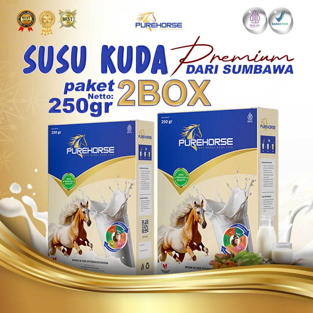 

Susu Kuda Purehorse 100% Original Atasi Diabetes dan Sendi Rendah Gula Kemasan 250gr Paket 2 Box