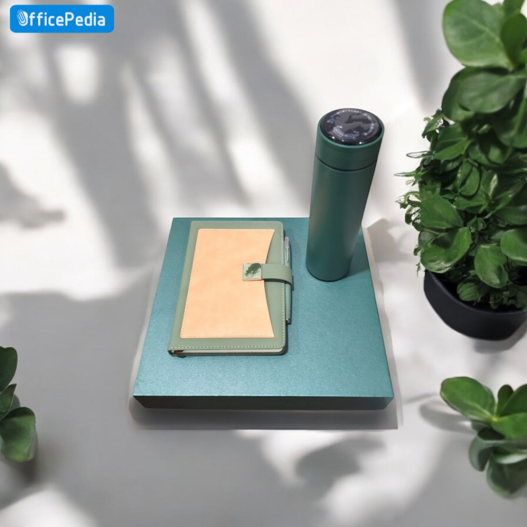 

Hampers Thermos LED Suhu + Agenda + pulpen hampers agenda dan thumbler set box