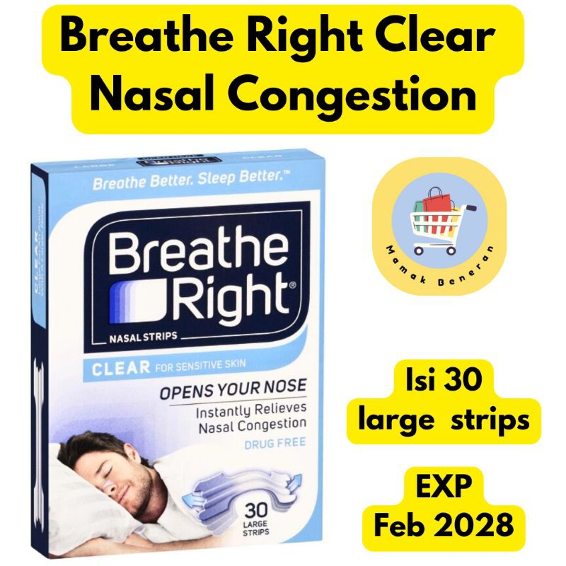 Breathe Right Nasal Congestion Strip Clear isi 30 Large strip melegakan hidung mampet blocked nose a