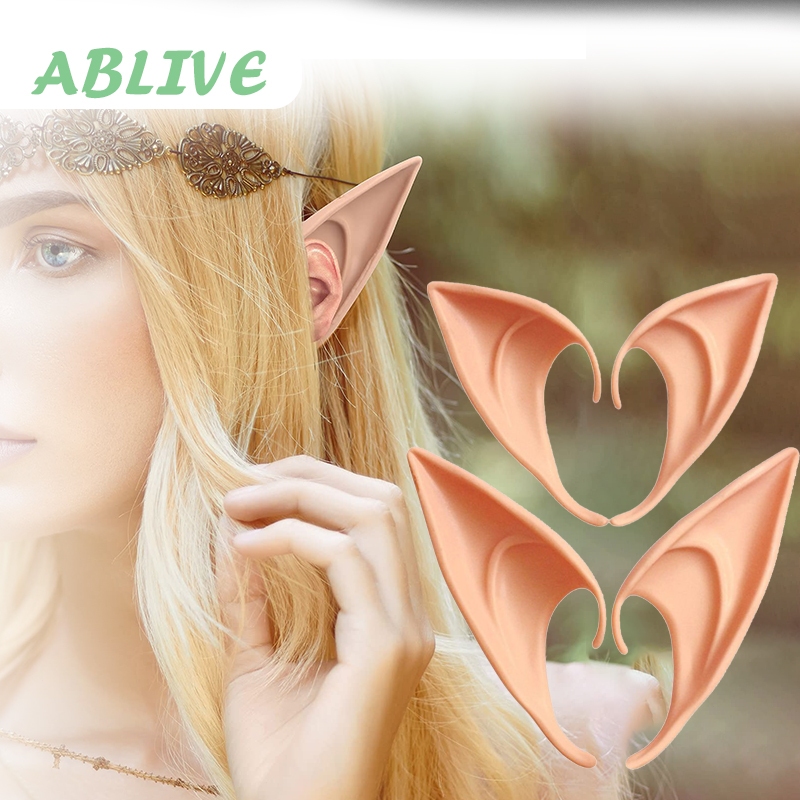 1 Pasang Telinga Elf Kuping Palsu Elf Ears Telinga Palsu Silikon Anime Aksesoris Cosplay Untuk Hallo