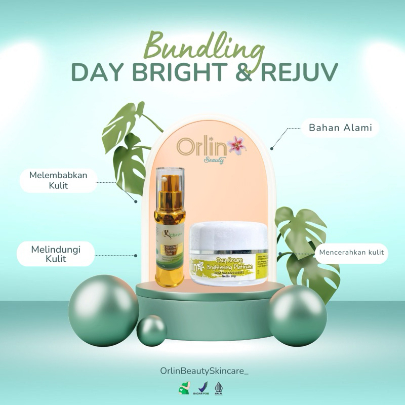Orlin Beauty Skincare Paket Bundling Day Cream Brightening + Serum Rejuvenation Best Couple Di Pagi 