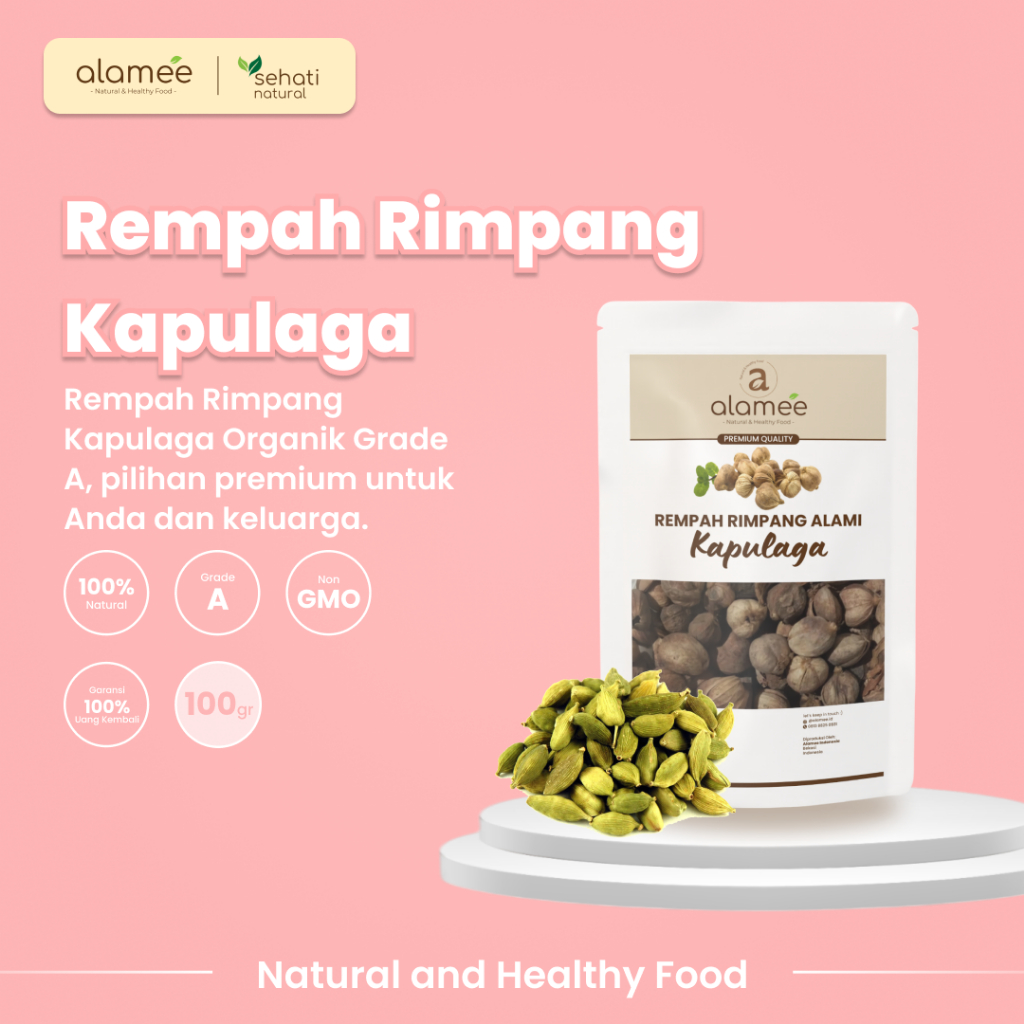 

ALAMEE Kapulaga Kering Lokal Cardamom Kapolaga Kapol Rempah Organik Bumbu Masakan Seasoning 100gr