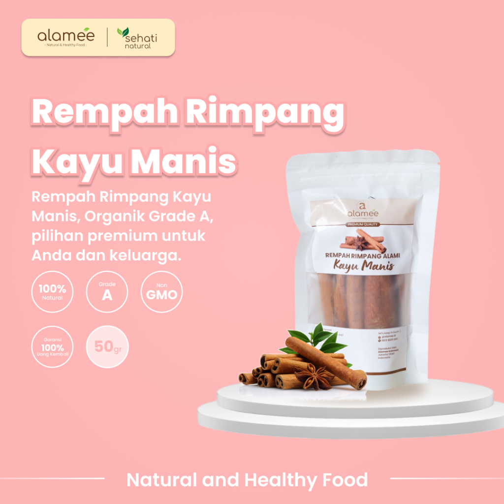 

ALAMEE Kayu Manis Batang Cinnamon Stick Rempah Rimpang Organik Alami Bumbu Masak Dapur Seasoning 50g