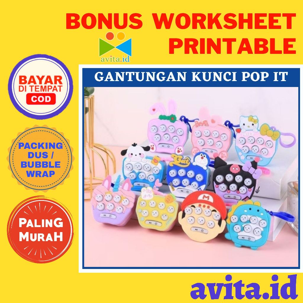 avita.id Gantungan Kunci Pop It Mini / Mainan Elektrik Gantungan Kunci / Mainan Pop It Mini Anak / G