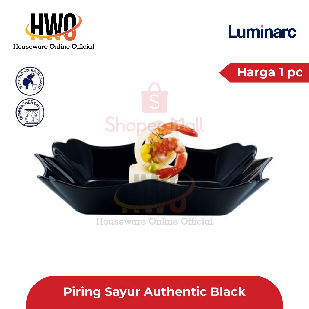 Luminarc Piring Sayur Authentic Black Soup Plate 20 cm