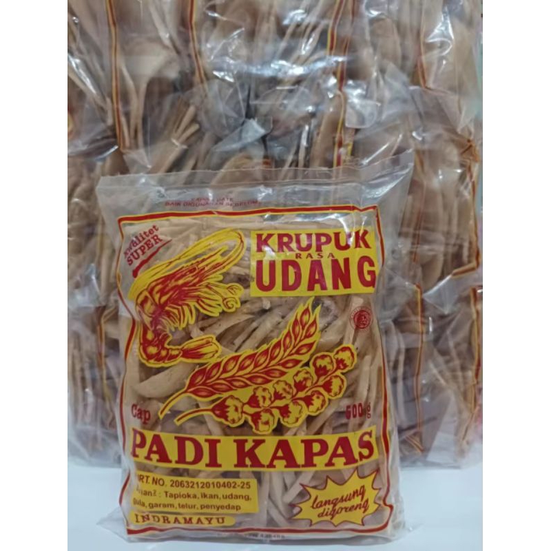 

krupuk udang stik sirian cap padi kapas kemasan 500gram