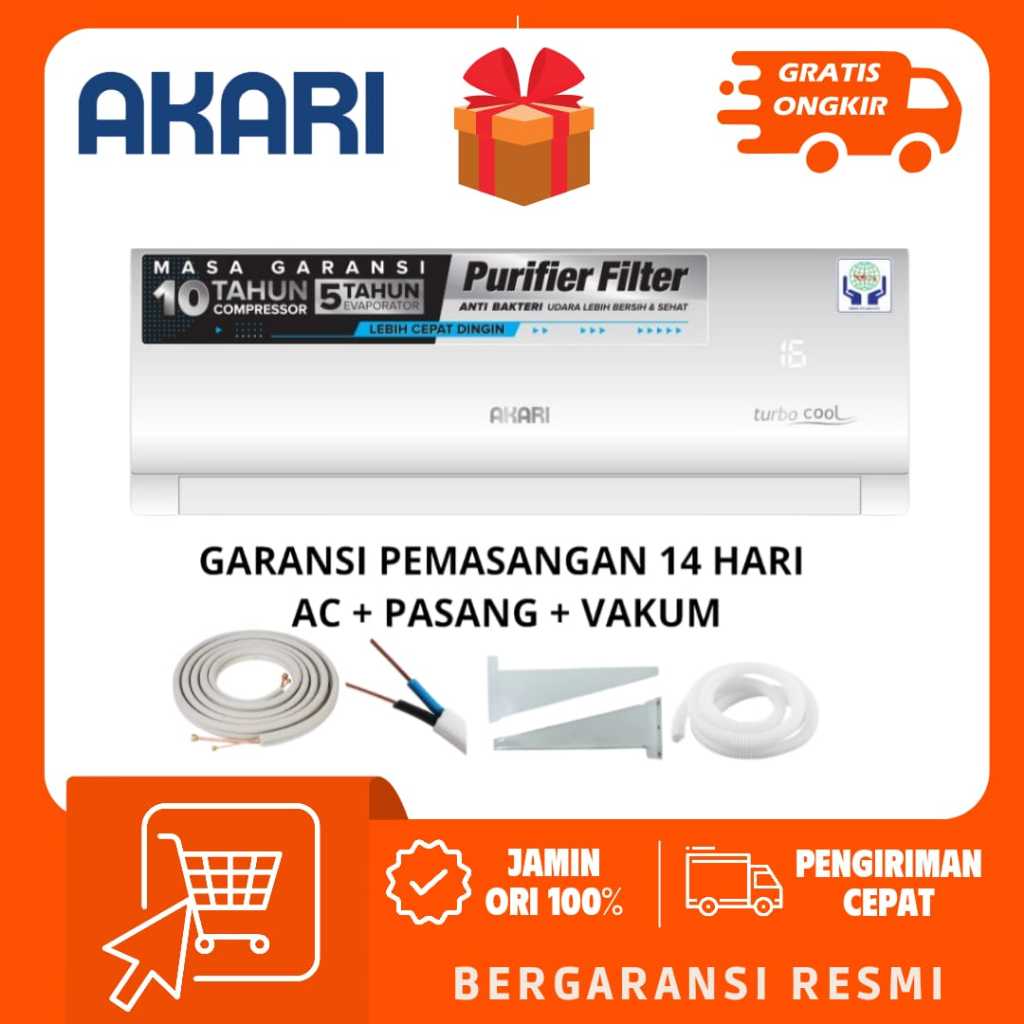 Akari AC Split 2 PK A 18E7LWI Turbo cool + Pasang
