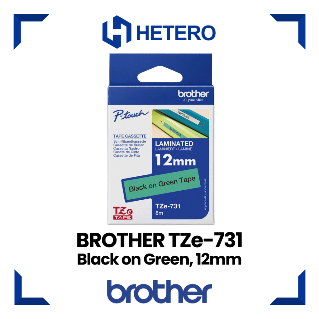 

BROTHER Color Tape TZE-731 Black on Green, 12mm