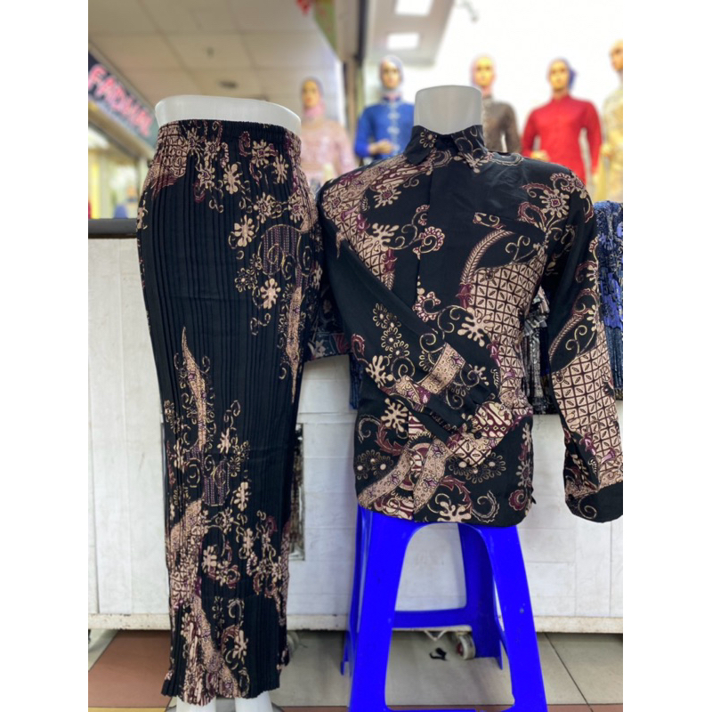 BATIK COUPLE/ ROK BATIK COUPLE /ROK PLISKET BATIK COUPLE/SET KEMEJA BATIK DAN ROK PLISKET BATIK COUP