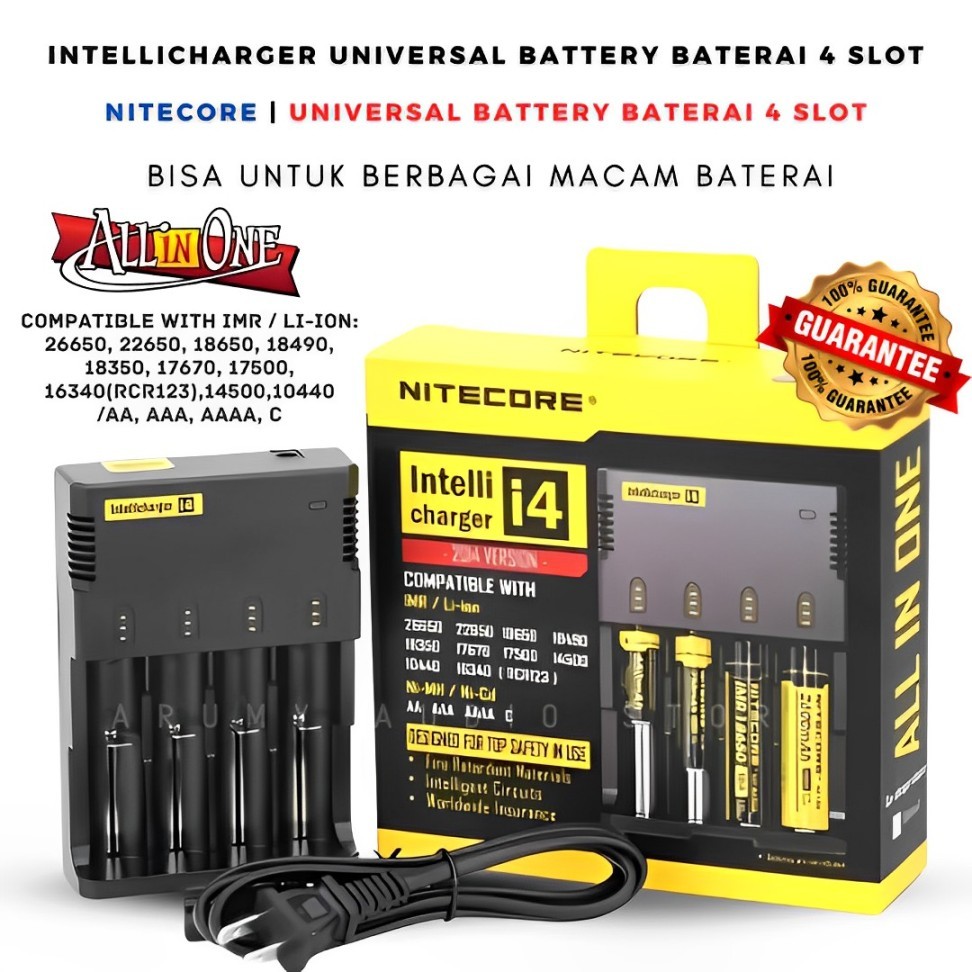 Nitecore Intellicharger Universal Battery Baterai 4 slot i4 NEW | Charger Universal | Bisa Untuk Ber