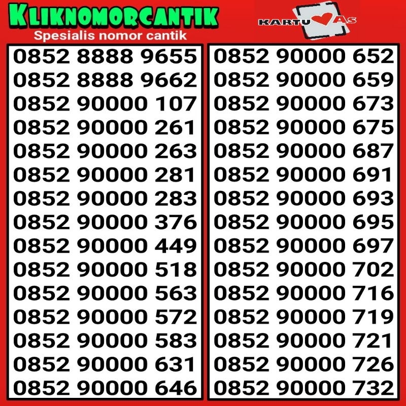 Nomor cantik AS kartu perdana AS Telkomsel AS