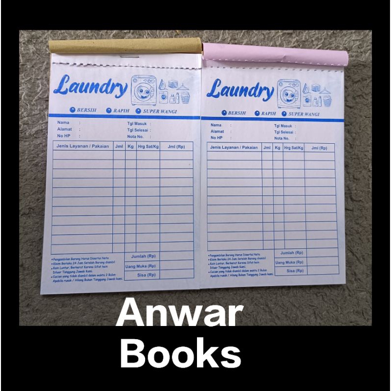 

Nota Laundry 1/4 folio