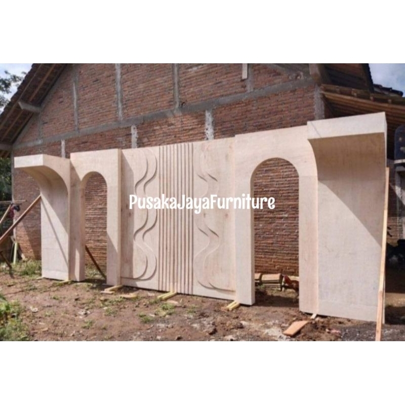Backdrop Dekorasi Pelaminan Triplek