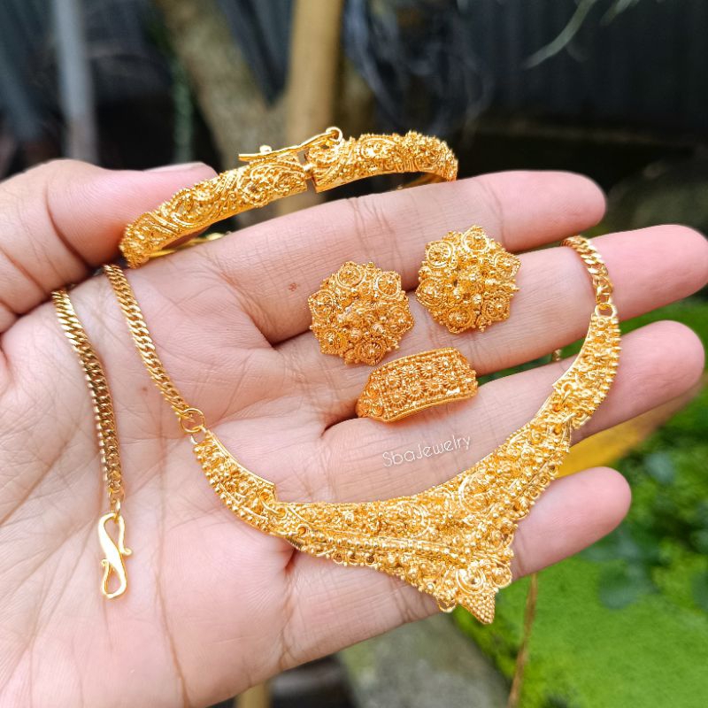 set perhiasan alpaka bali lapis emas (dubai jawan)