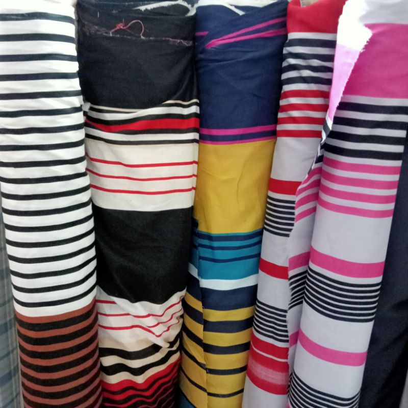 Kain - Kain Katun Salur Rainbow Import - Kain Katun Paris Premium - Kain Meteran TA | Harga Per Sete