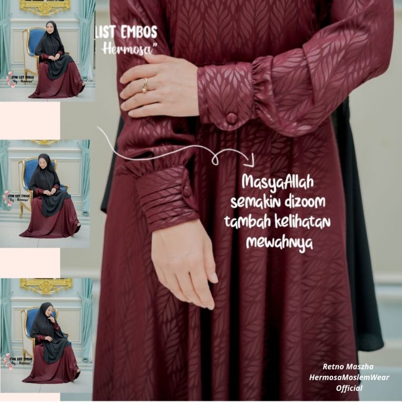 Gamis Wanita  Original Branded  by Hermosa    Motif Padi Umbrella lebar 4m  ukuran jumbo cocok untuk