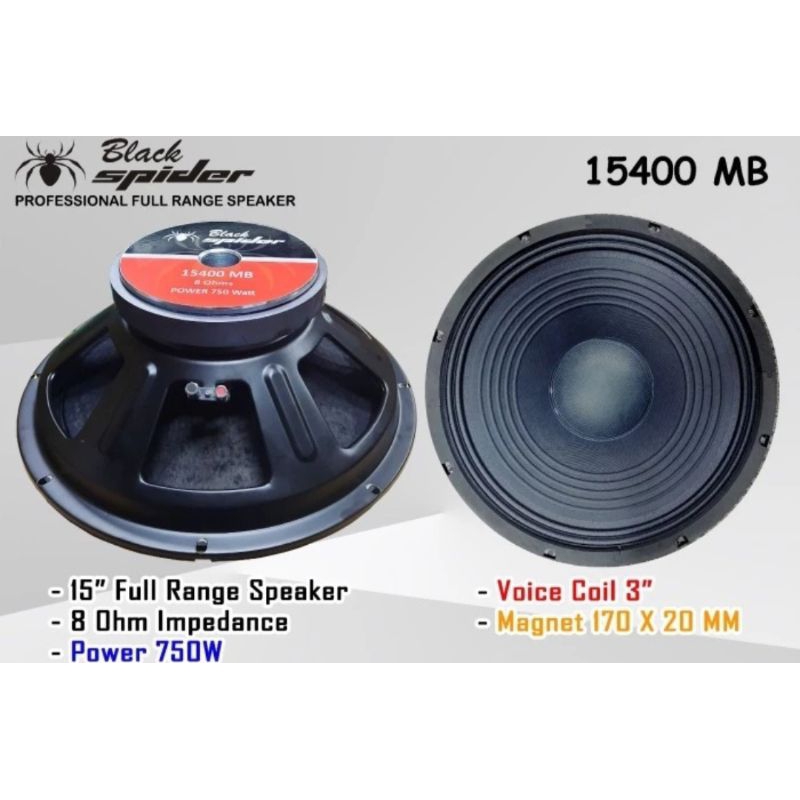 KOMPONEN SPEAKER 15 INCH BLACK SPIDER 15400MB