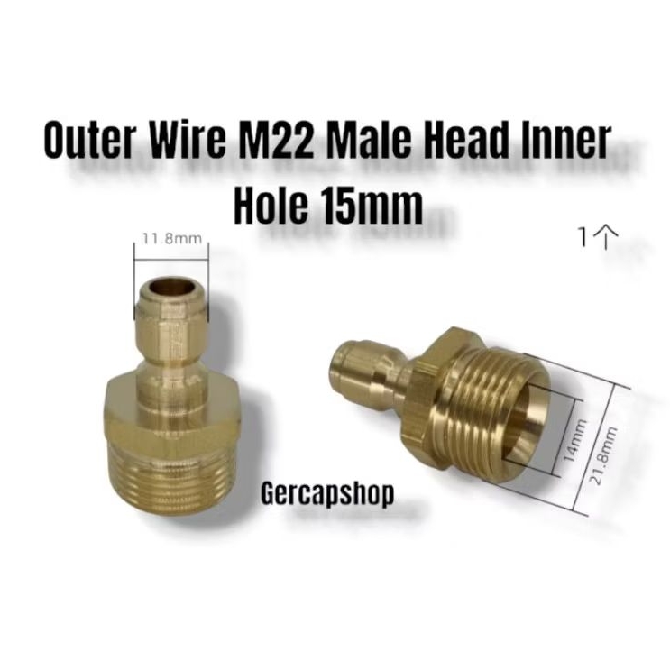 Konektor Adaptor M22x1.5 Male Thread Quick Coupling Jet Washer Cleaner