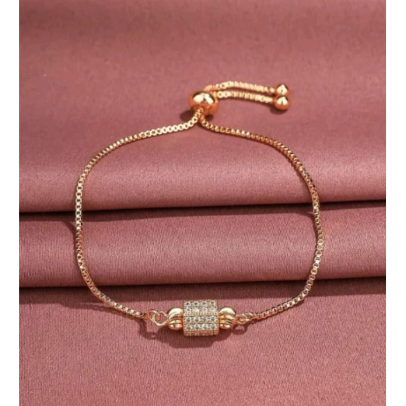 Gelang Serut Bulat Titanium Anti karat Murah Perhiasan Lapis Emas 24k..