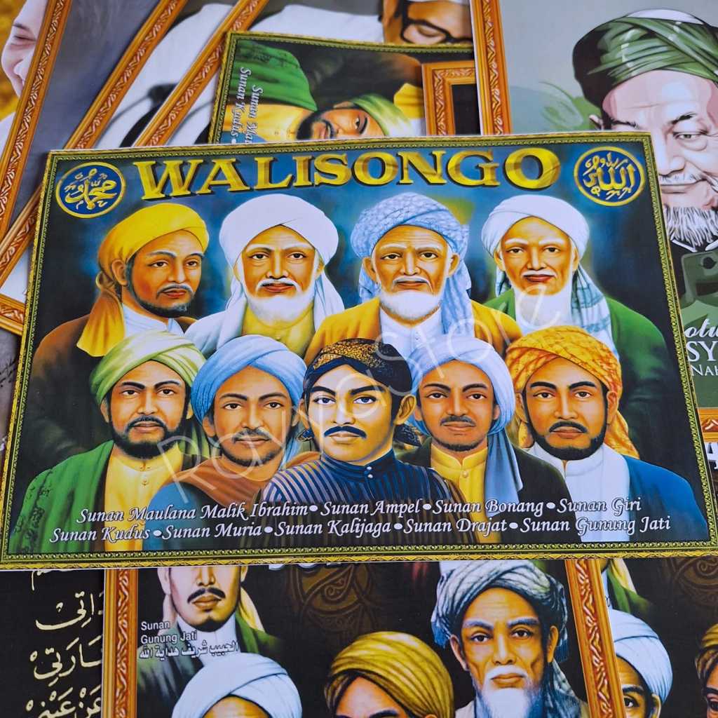 Poster Poto Wali Songo UKURAN 20X30 FOTO+BINGKAI UKURAN JUMBO POSTER ISLAMI HABAIB DAN ULAMA
