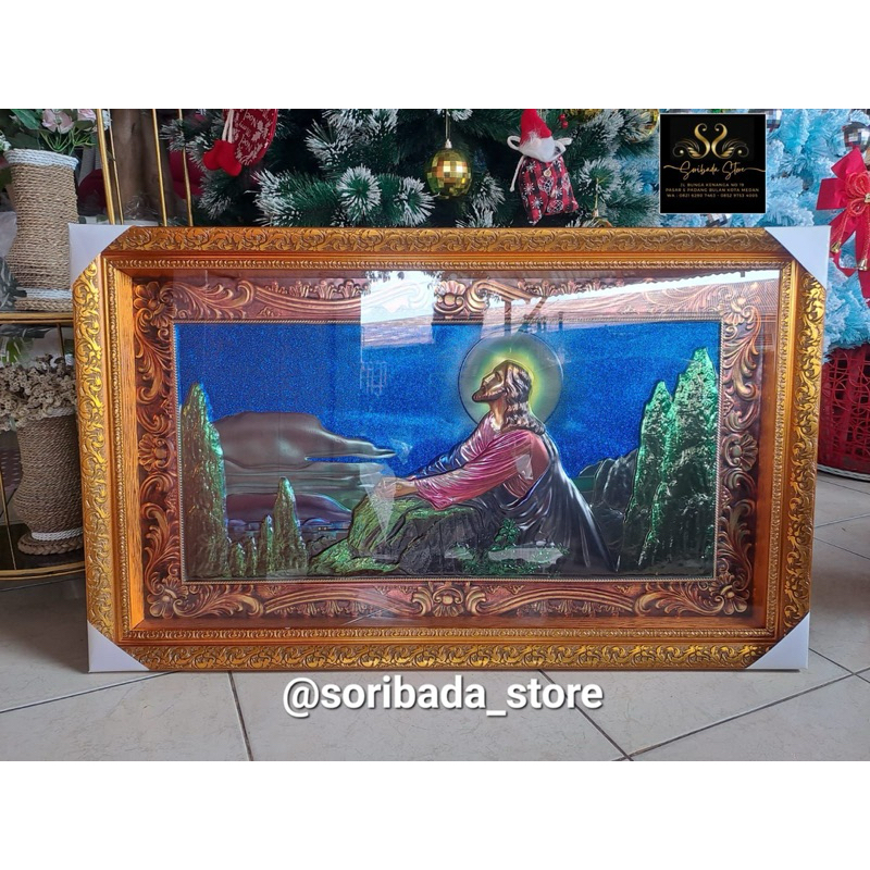 Hiasan Dinding Timbul Tuhan Yesus Berdoa | Hiasan Dinding Mewah | Lukisan Timbul | Dekorasi Rumah