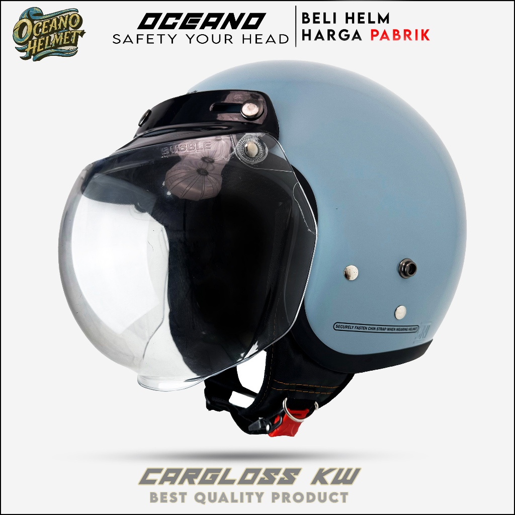 Helm Cargloss Kw | Slem Blue Kaca Datar Cembung | Helm Premium Untuk Pria Dan Wanita SNI