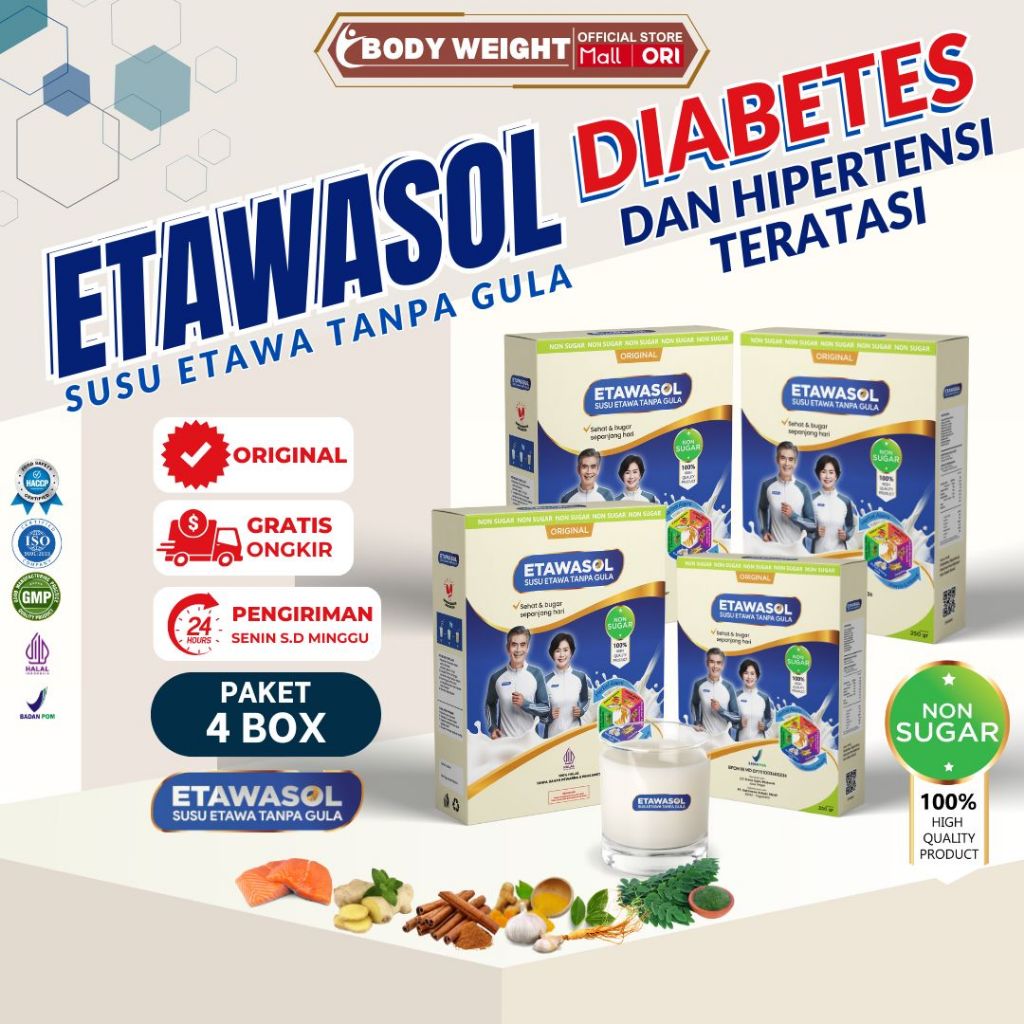 

Etawasol Susu Kambing Bebas Gula Mengatasi Diabetes, Hipertensi, Nyeri Sendi dan Pernafasan - 4 Box