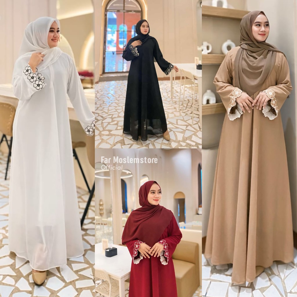 ARABIC STYLE ABAYA BASIC POLOS DRESS TURKI BUSUI FRIENDLY/GAMIS ABAYA TURKEY MIX BORDIR ARABIAN HAJI