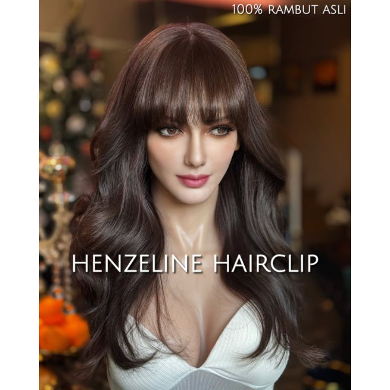 [HENZELINE] - LACE WIG 100% RAMBUT ASLI / HUMAN HAIR / BEBAS UBAH BELAHAN FREE STYLING 55CM