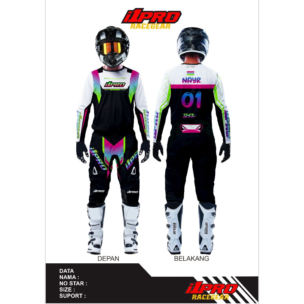 Baju Celana Trail Jersey Cross Custom 1 set Free Name