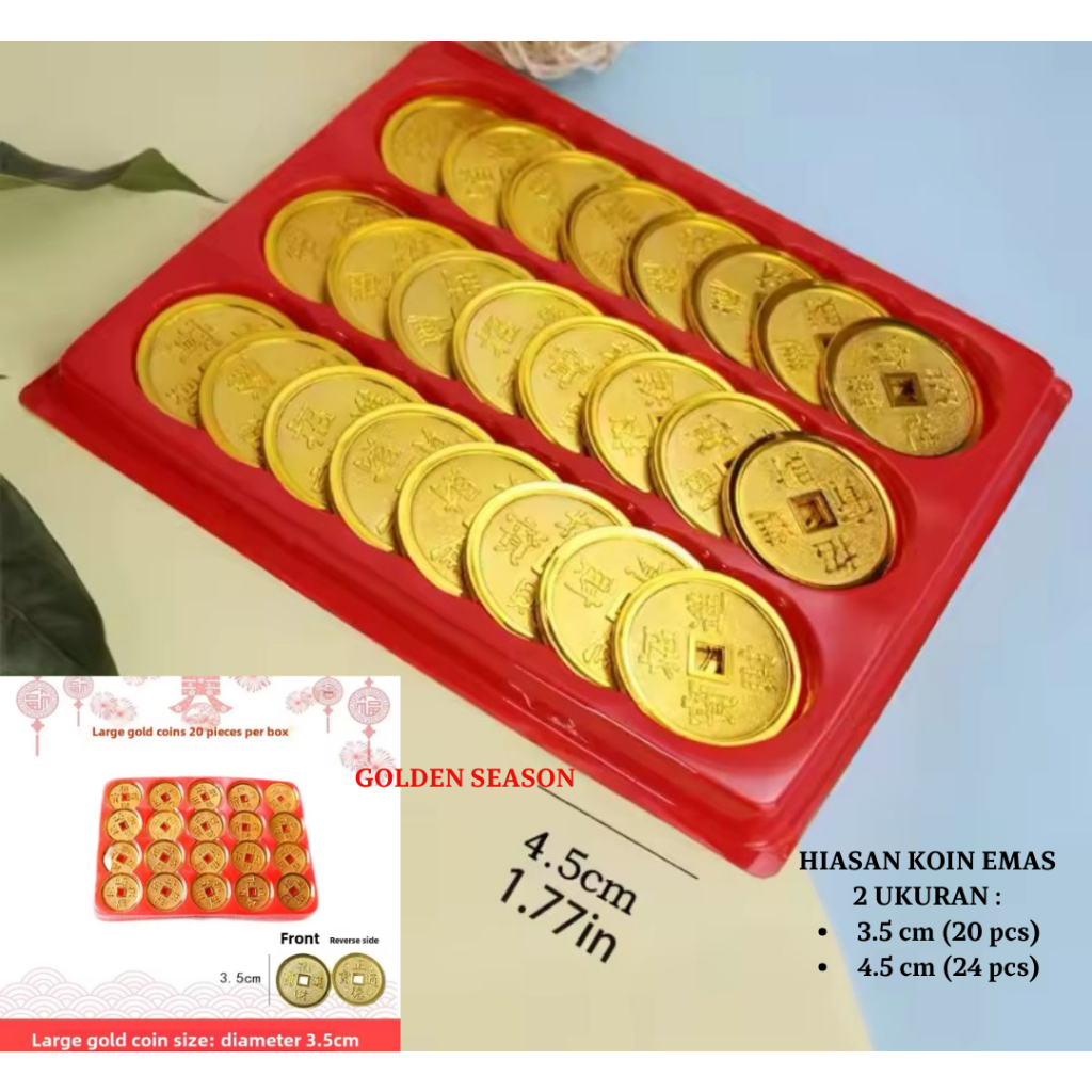 HIASAN KOIN EMAS & YEN BAO ORNAMEN IMLEK - UANG LOGAM KUNO EMAS YEN PAO