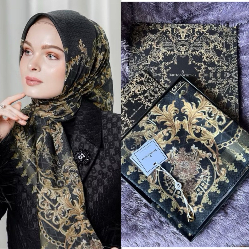 Hijab Segiempat Buttonscraves CROWN Series with Logo B Jilbab Buttonscraves - Jilbab Buttonscraves