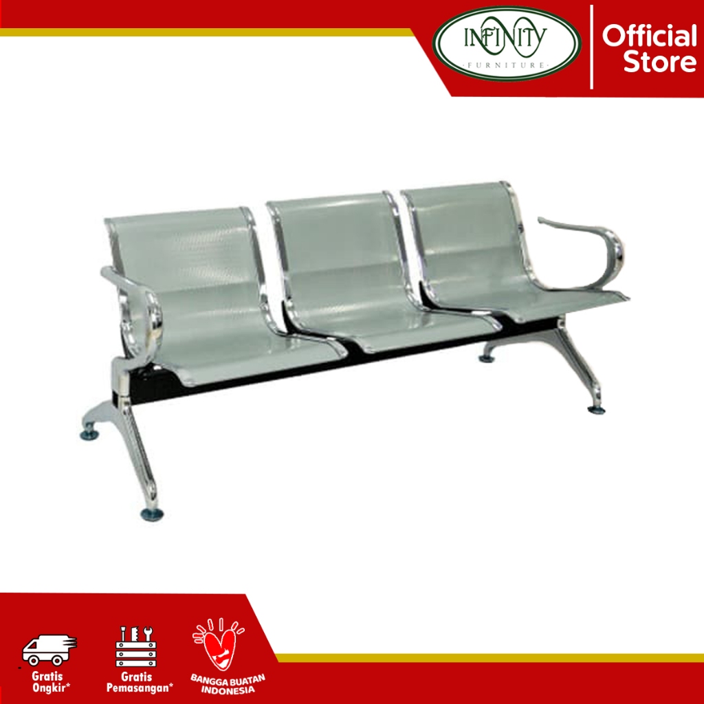 Kursi Tunggu 3 Seat Black/Silver D 503