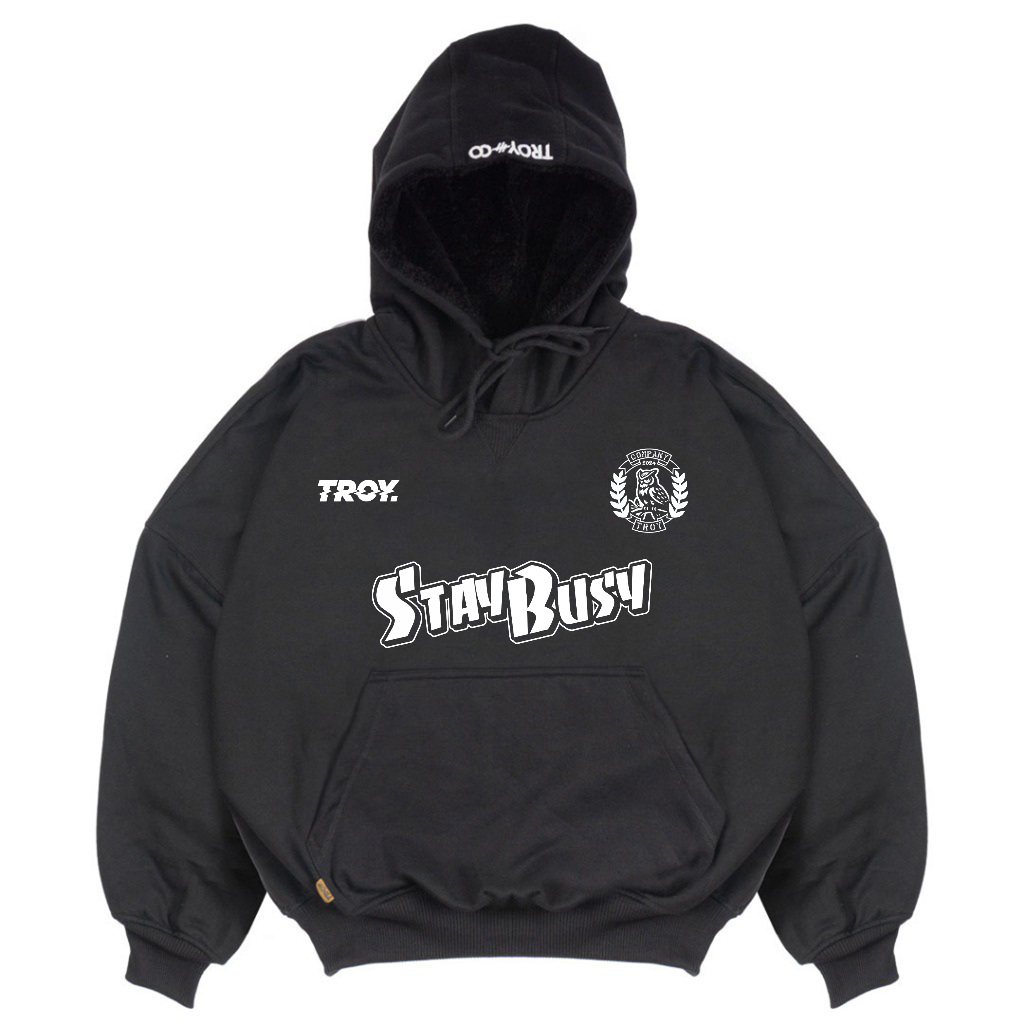 Troy Company Sweater Hoodie Boxy Oversize Black Tag Team - Hoodie Boxy Pria Hitam HB 2867