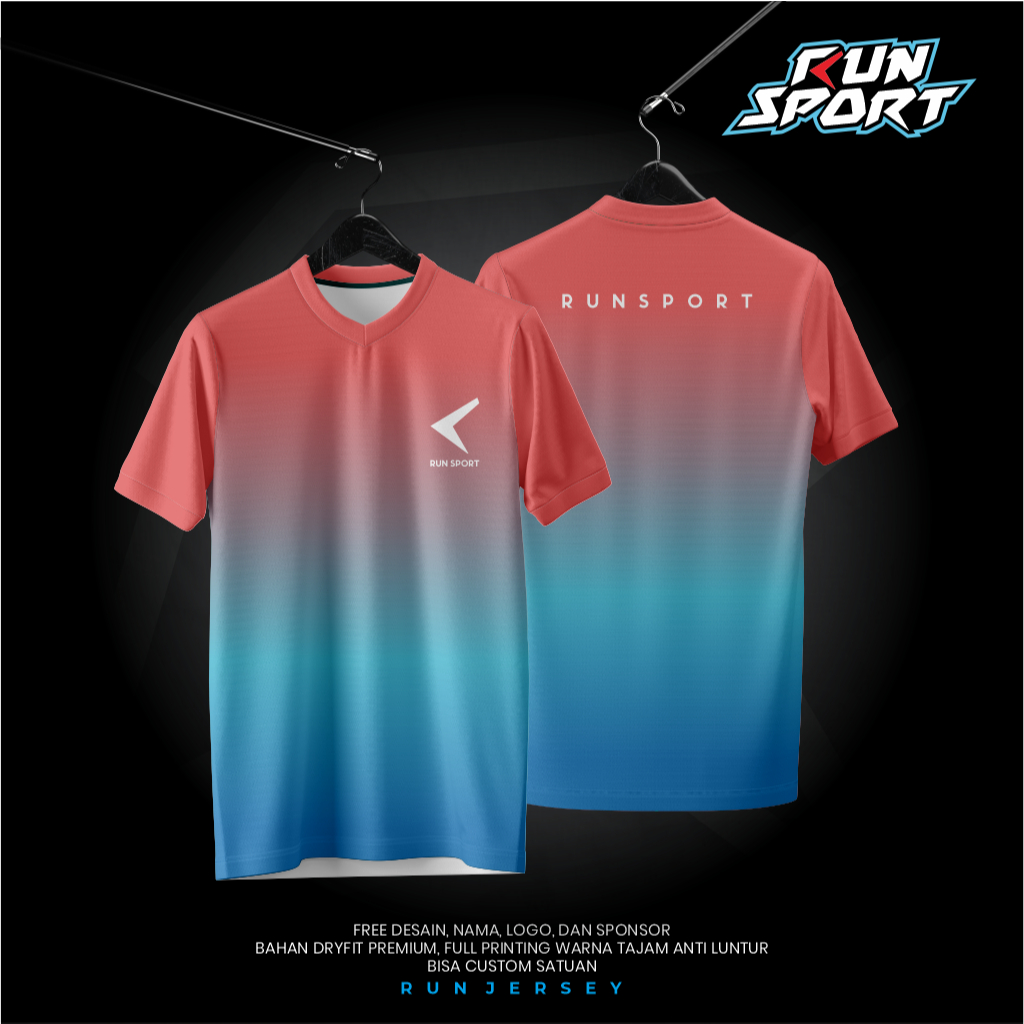JERSEY RUNNING AFTERNOON ORANGE - JERSEY LARI -  JERSEY BADMINTON - JERSEY CUSTOM  FULL PRINTING