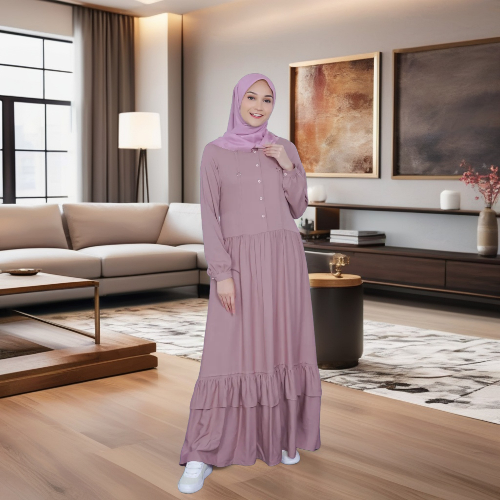 DRESS RAYON REMAJA GAMIS WANITA ETHICA HANAMI 08 DUSTY PINK
