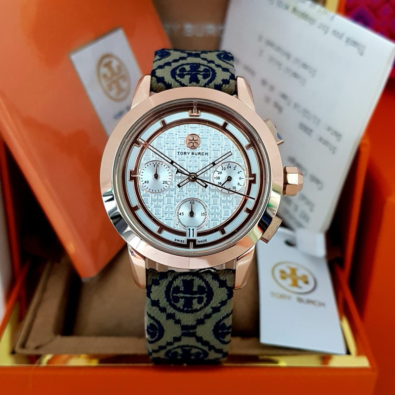 Jam Tangan Wanita ToryBurch TRB-1035 Tali Kulit Lengkap Box