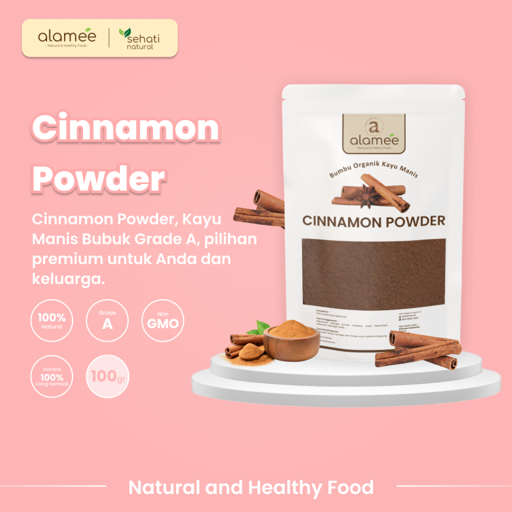 

ALAMEE Kayu Manis Bubuk Cinnamon Seasoning Powder kayumanis Murni Tanpa Campuran Bumbu Organik 100g