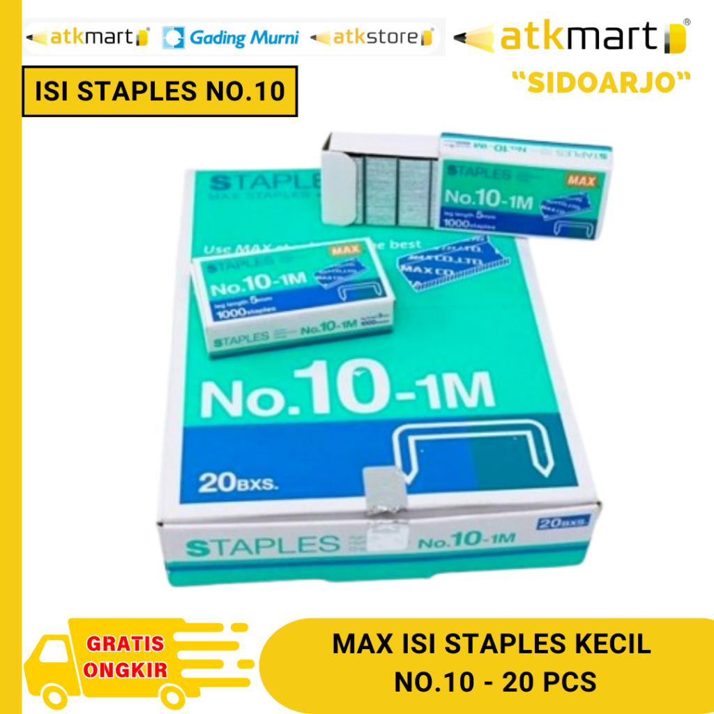 

(Bisa Instant) (1 pack) MAX ISI STAPLES KECIL NO.10-1M 1 PACK - 20 PCS