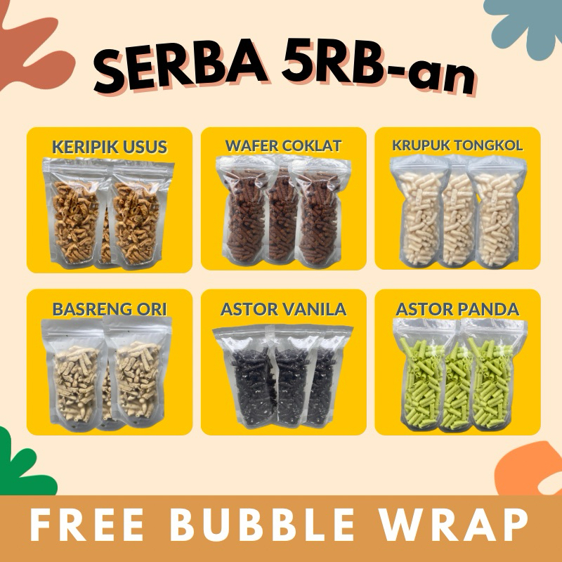 

[SERBA 5 RIBU] SNACK JAJAN KERIPIK USUS | BASRENG | KERUPUK TONGKOL | WAFER | ASTOR WAFER ROLL