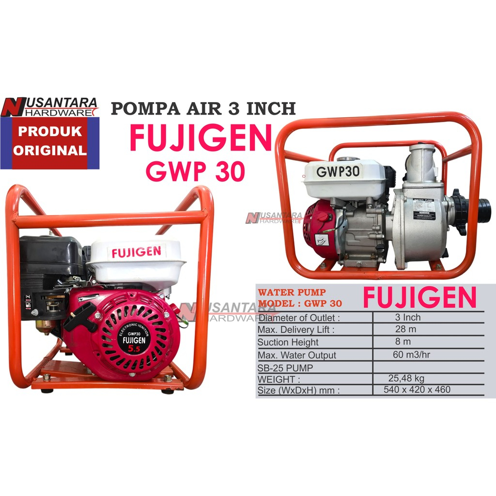 mesin pompa air irigasi 3" merek fujigen, pompa kolam 3" fujigen,pompa sawah 3" fujigen,pompa tambak