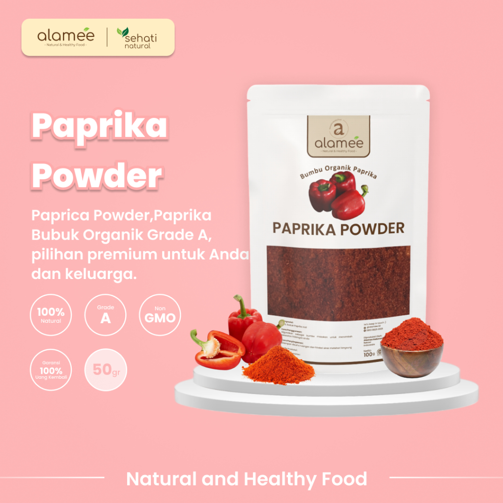 

ALAMEE Paprika Bubuk Seasoning Powder Ground Bumbu Dapur Instan Organik Murni Tanpa Campuran 50g