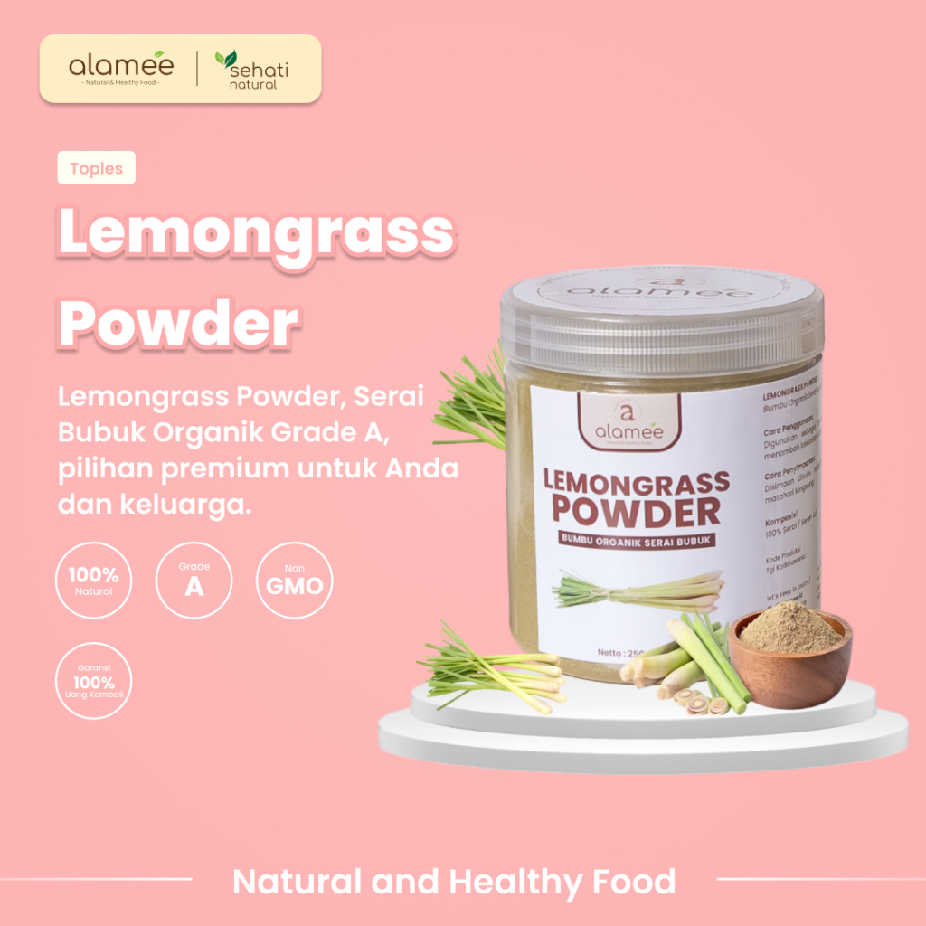 

ALAMEE Sereh Bubuk Lemongrass Seasoning Powder Bumbu Dapur Organik Serai Murni Tanpa Campuran 250g