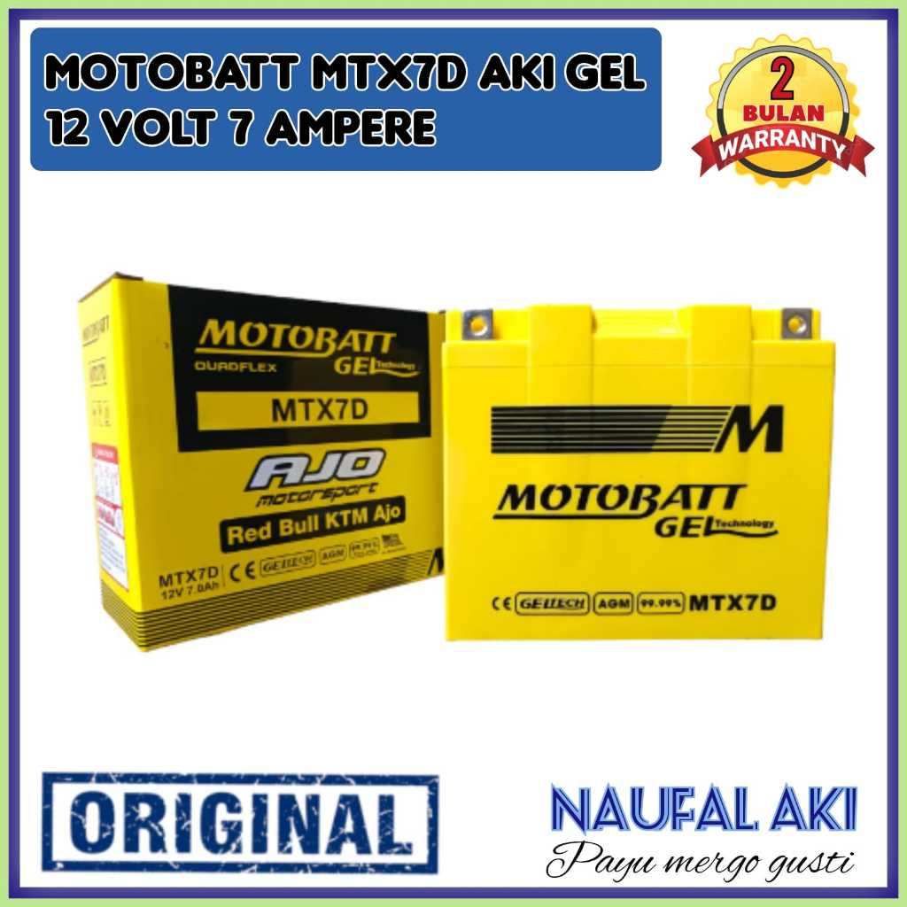 Aki motor Scorpio/Nouvo/Tiger 2000/Tiger Revo Motobatt aki gell 7 Ah