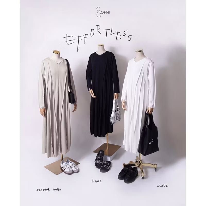 Preloved Gamis Sofni Effortless - Gamis Syari Wanita Dewasa Size XS Black